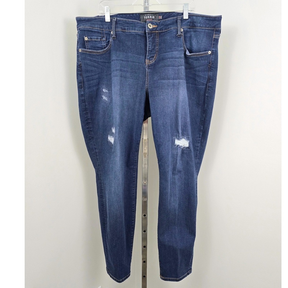 Torrid Premium Distressed Skinny Dark Wash Jeans Blue 22R